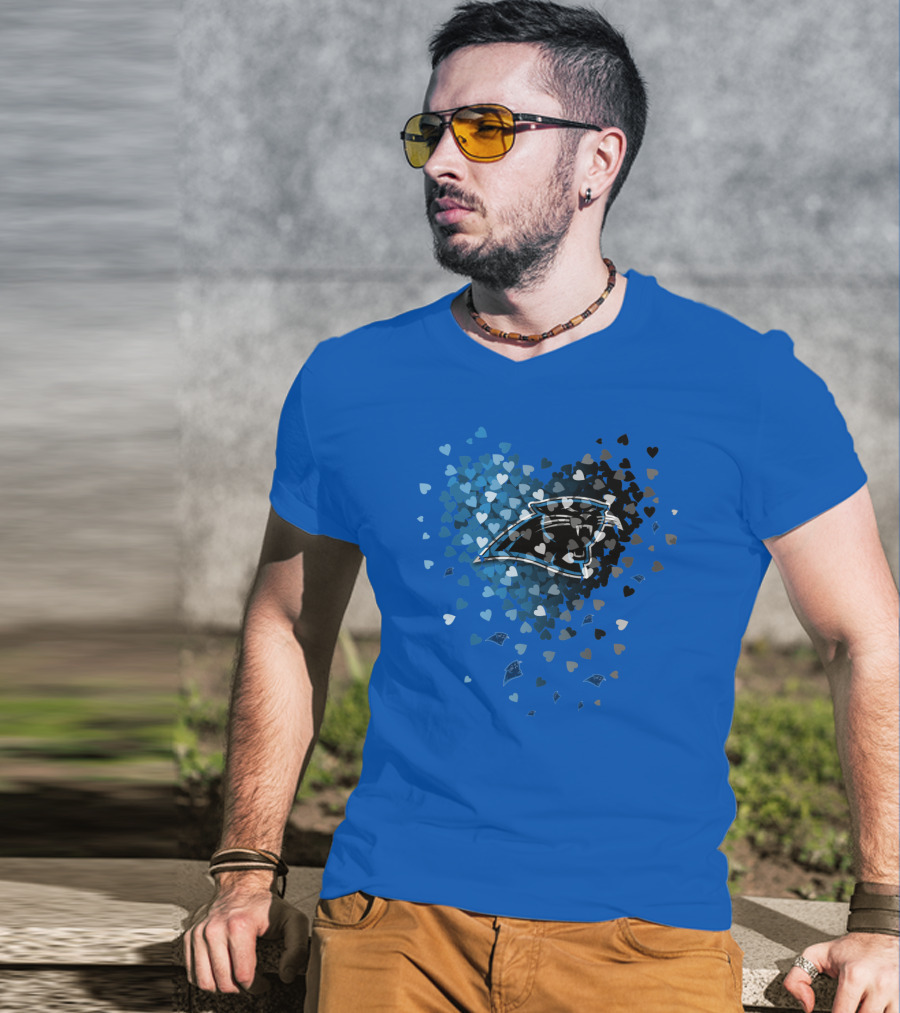 Carolina Panthers Heart-Shaped Blue And Black Logo T-Shirt