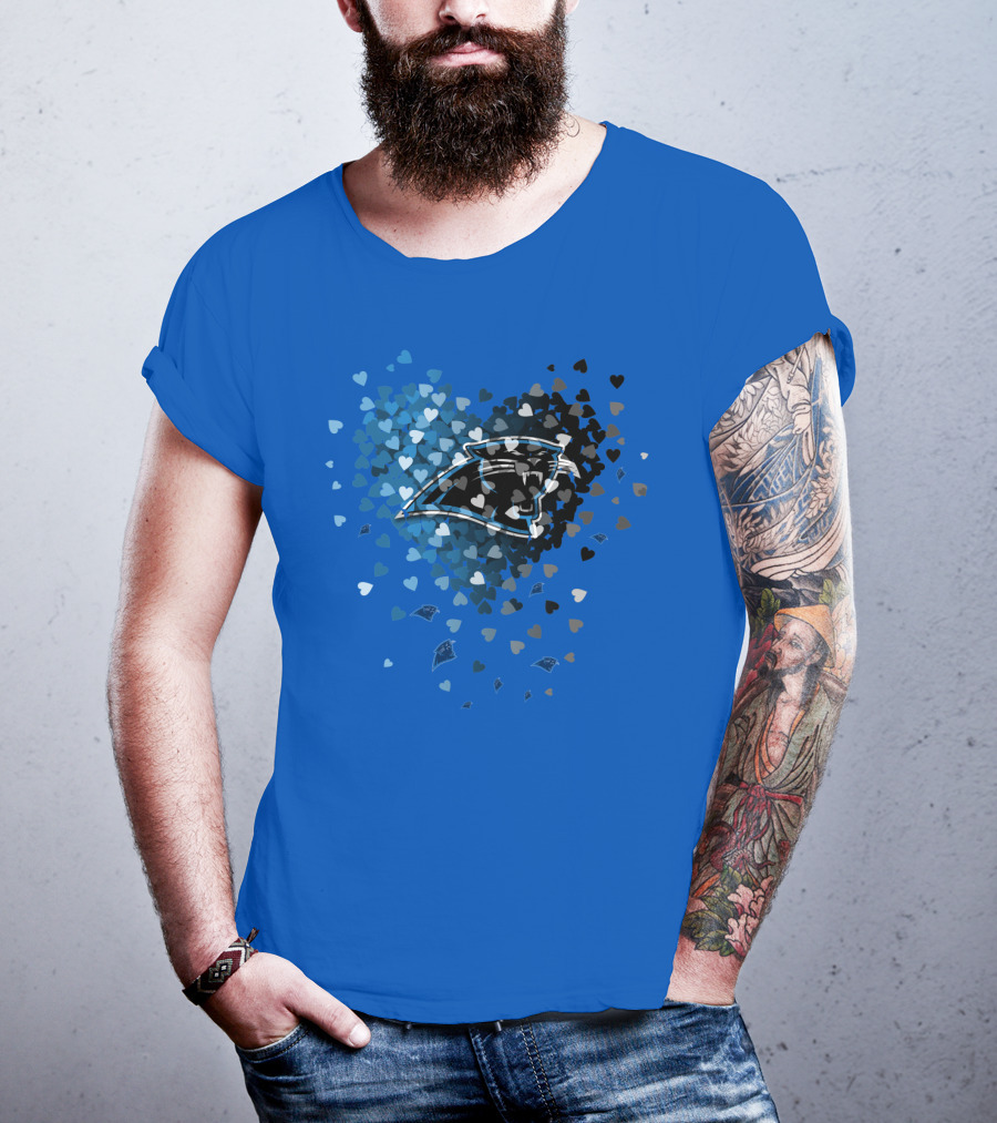 Carolina Panthers Heart-Shaped Blue And Black Logo T-Shirt