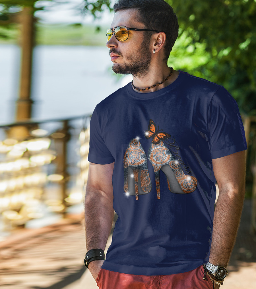 Chicago Bears High Heels Butterfly Sparkle Fashion T-Shirt