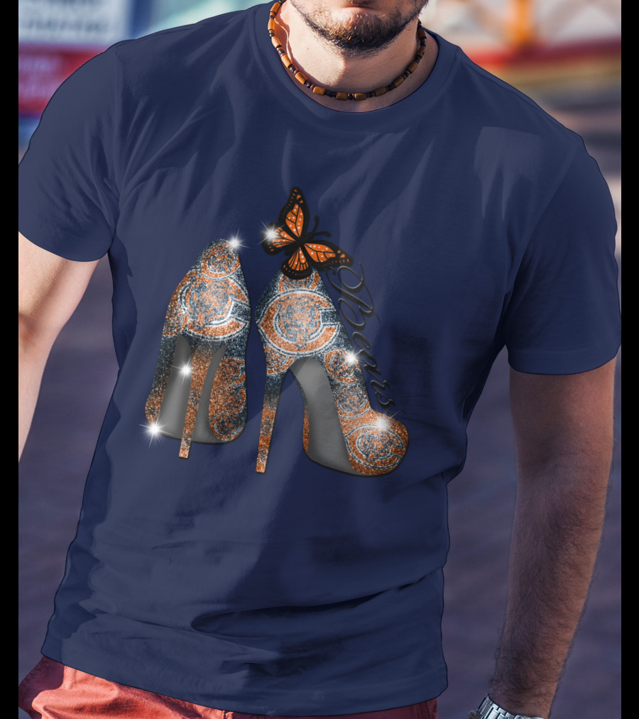 Chicago Bears High Heels Butterfly Sparkle Fashion T-Shirt