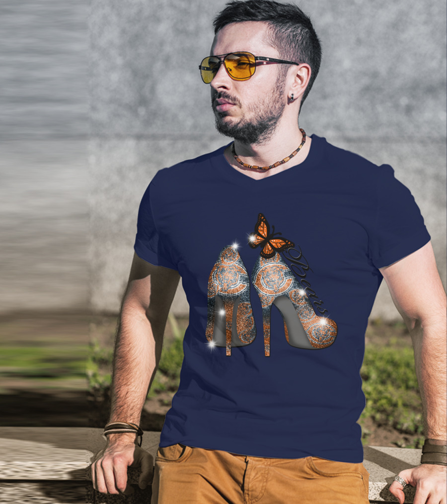 Chicago Bears High Heels Butterfly Sparkle Fashion T-Shirt