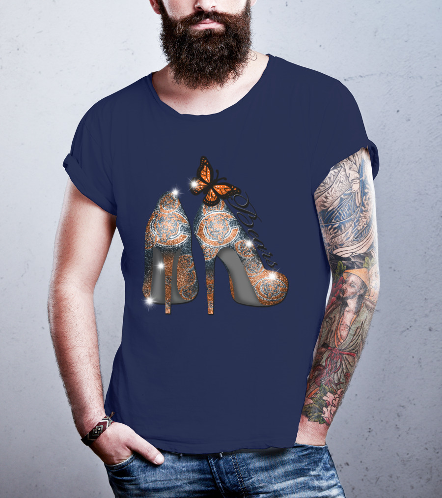 Chicago Bears High Heels Butterfly Sparkle Fashion T-Shirt