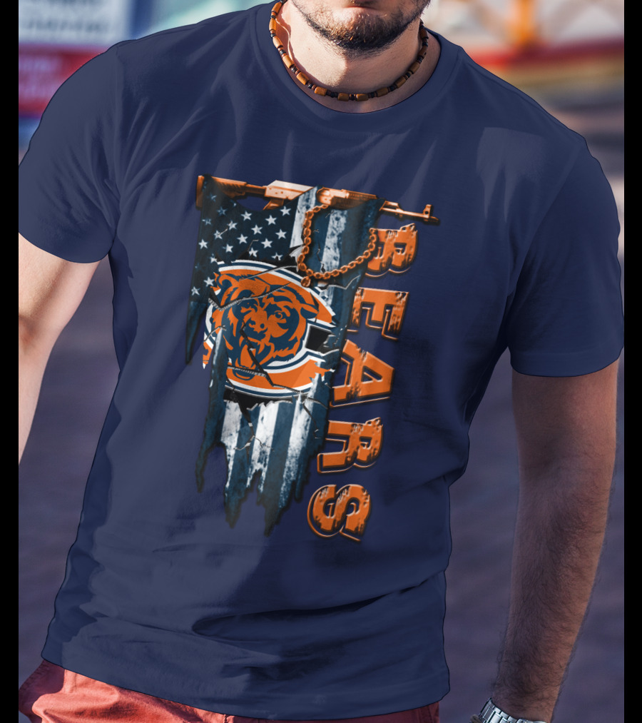 Chicago Bears American Flag Bear T-Shirt