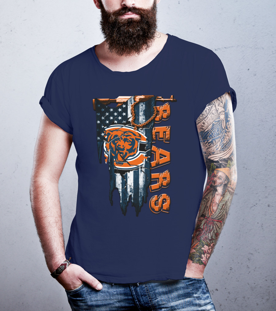 Chicago Bears American Flag Bear T-Shirt