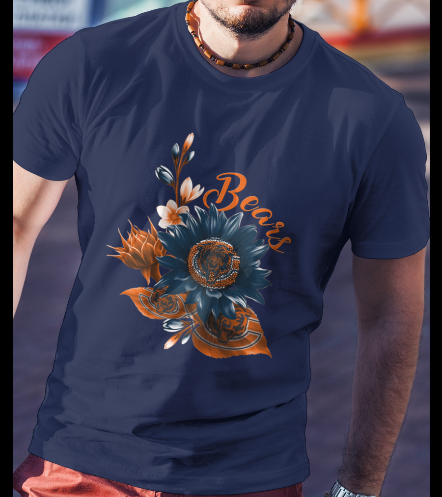 Bears Floral Design With Chicago Bears T-Shirt