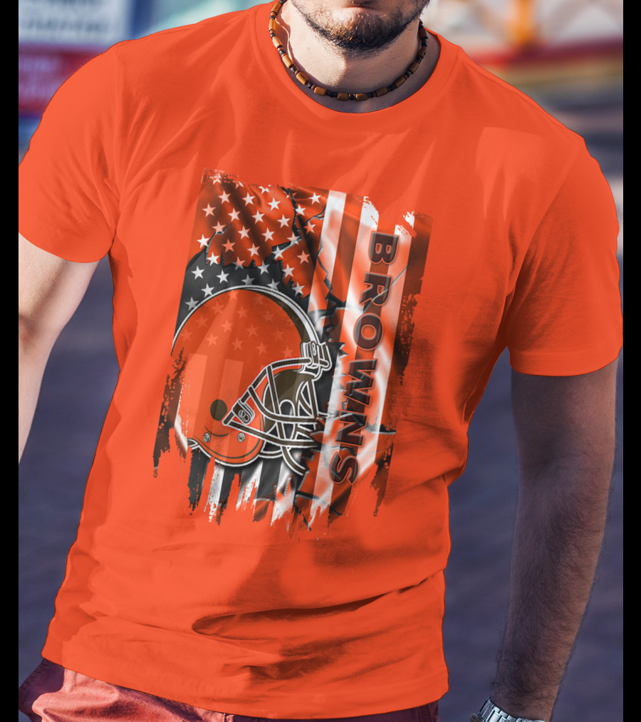 Browns American Flag Helmet T-Shirt
