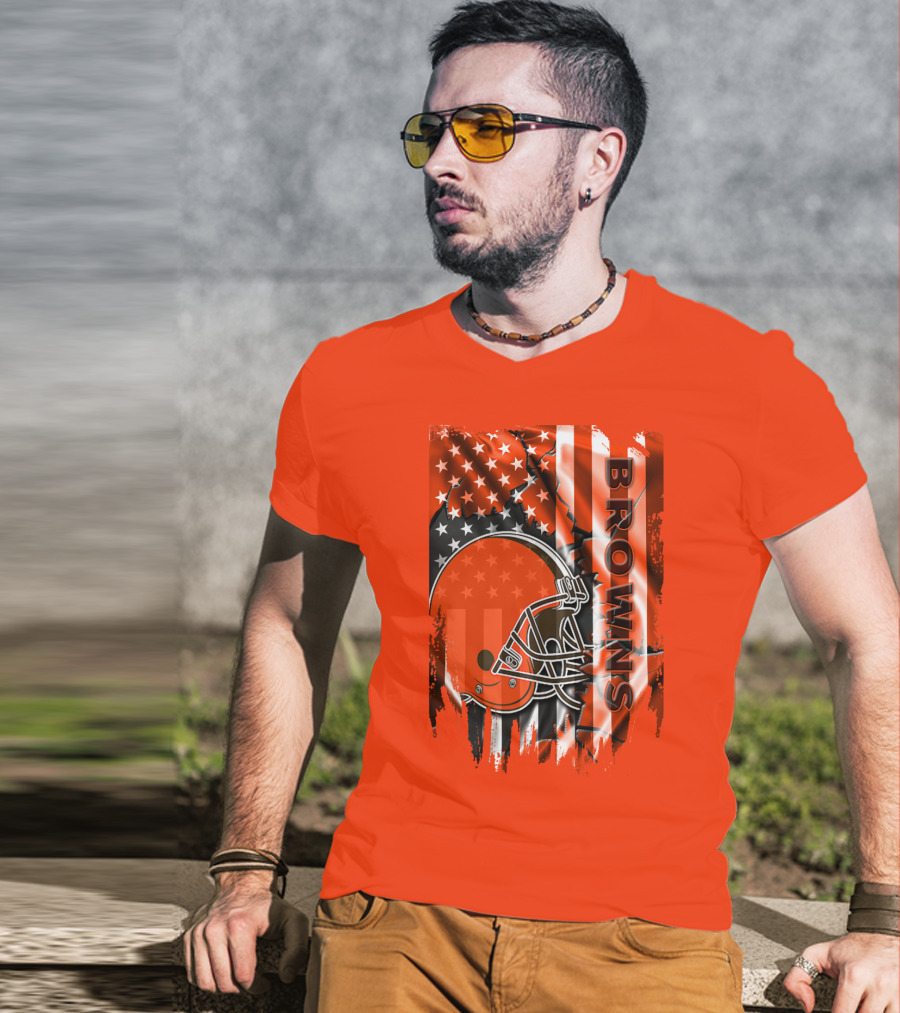Browns American Flag Helmet T-Shirt