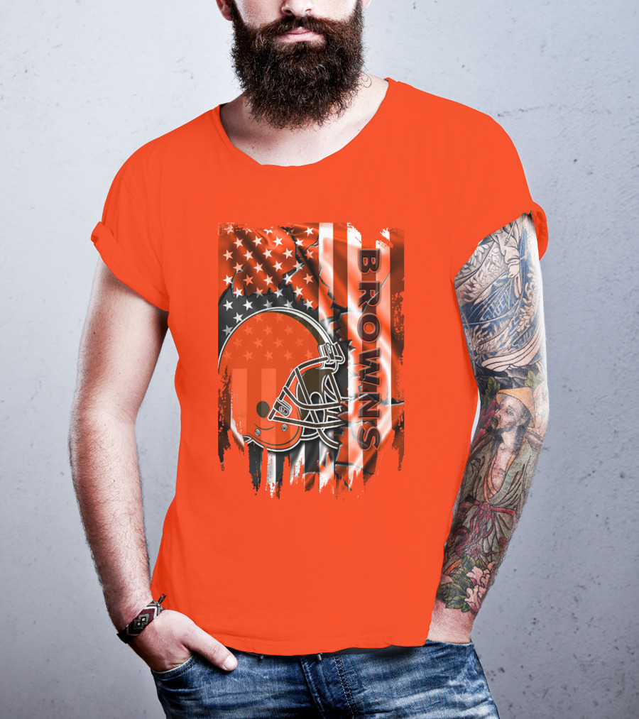 Browns American Flag Helmet T-Shirt