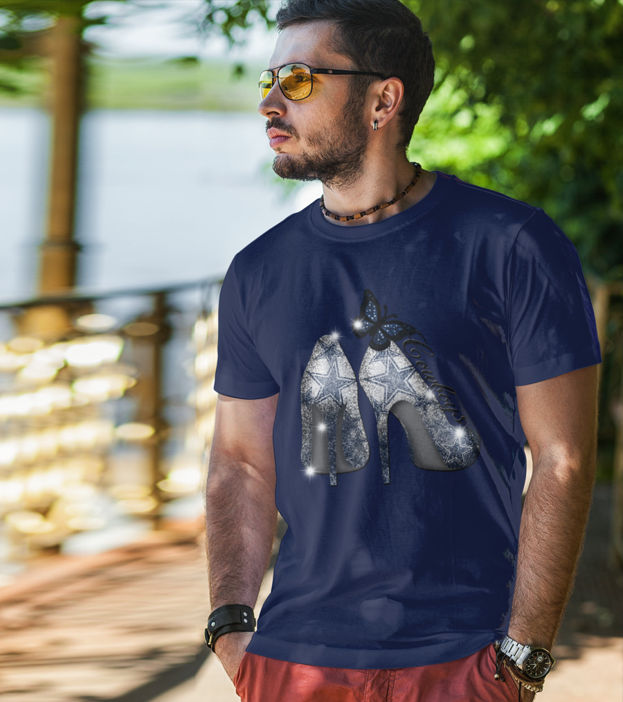 Dallas Cowboys Heels And Butterfly Sparkle Stars T-Shirt
