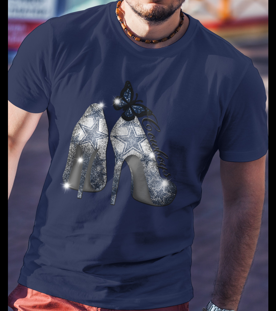 Dallas Cowboys Heels And Butterfly Sparkle Stars T-Shirt