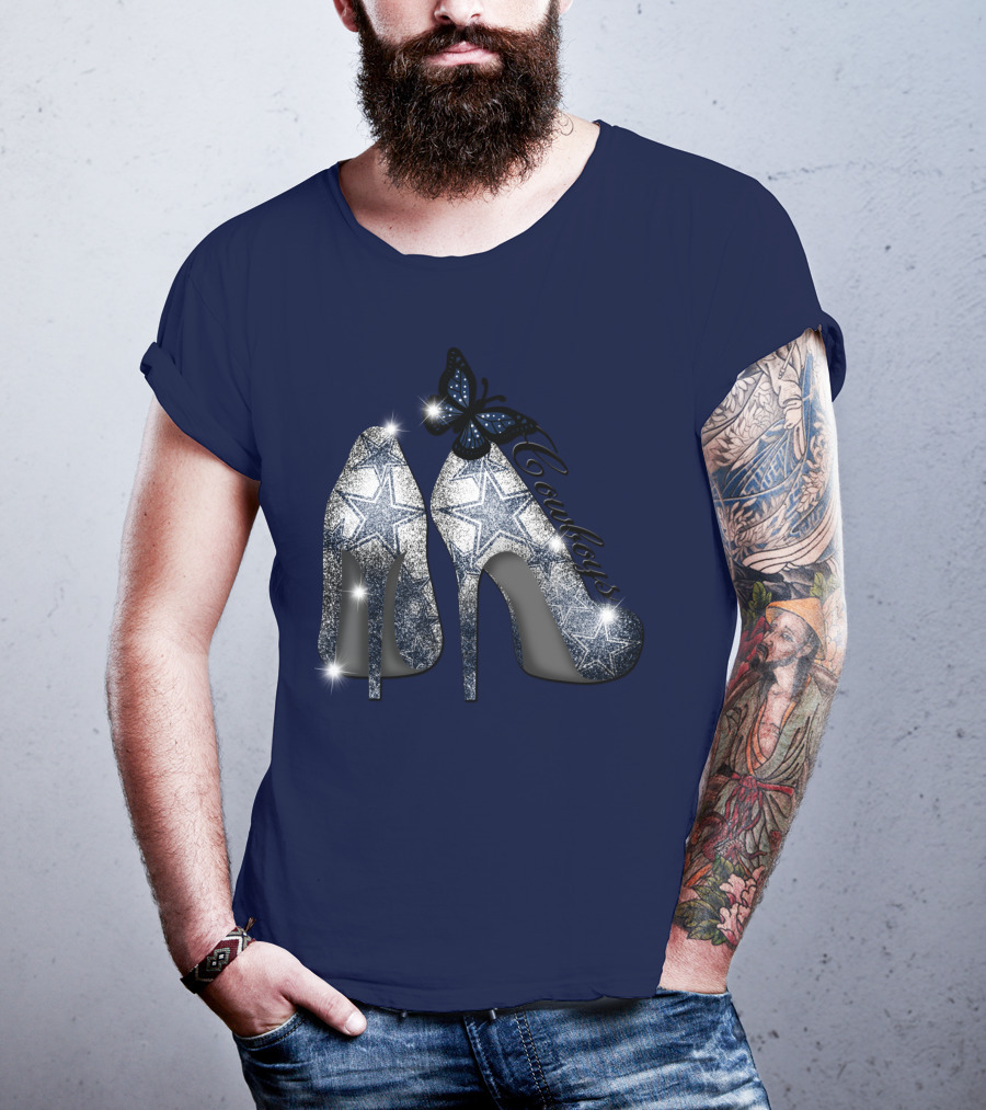 Dallas Cowboys Heels And Butterfly Sparkle Stars T-Shirt