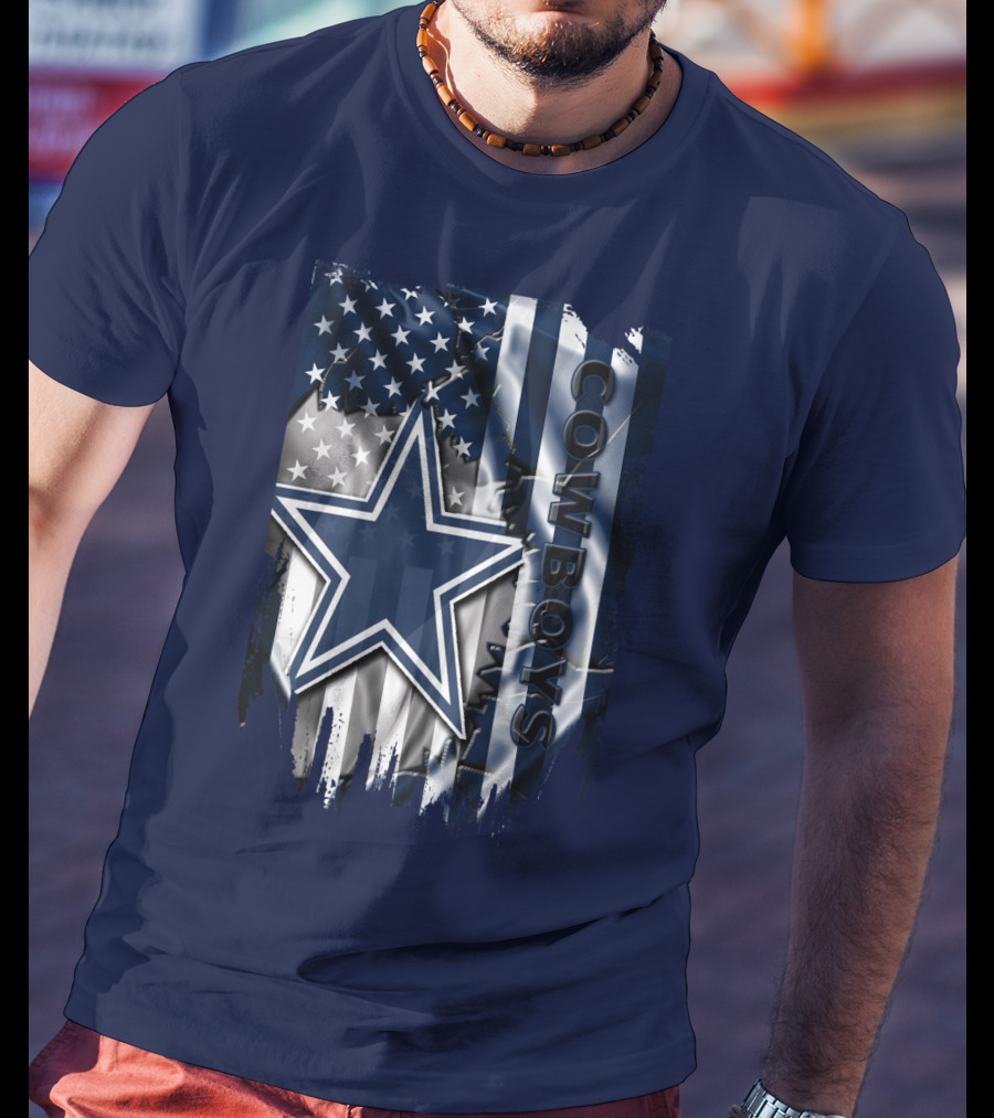 Cowboys American Flag Star Logo Navy Blue T-Shirt