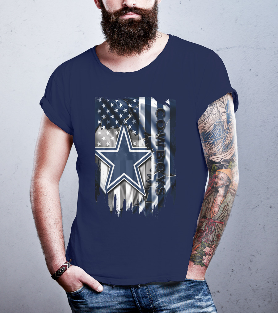 Cowboys American Flag Star Logo Navy Blue T-Shirt