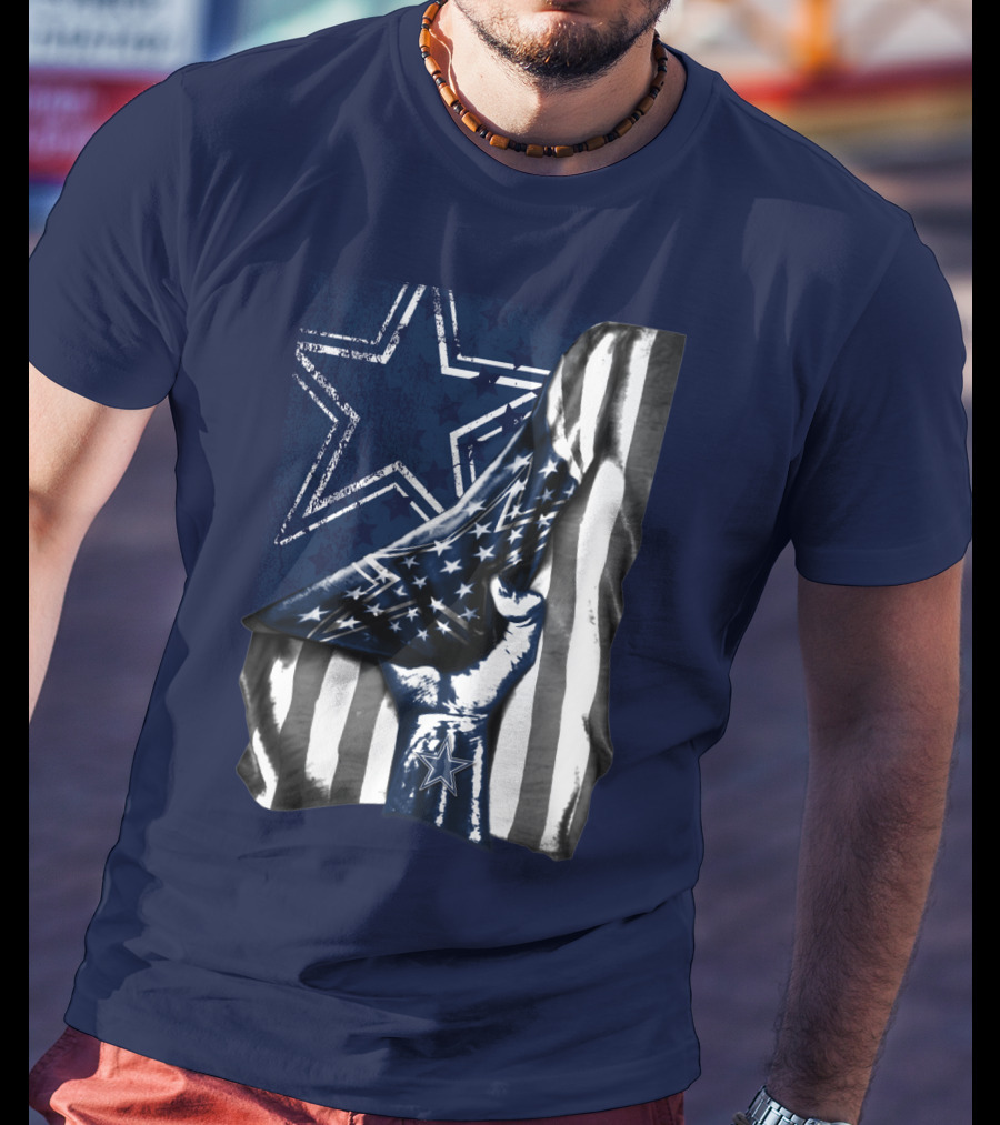 Dallas Cowboys Star Fist With American Flag T-Shirt
