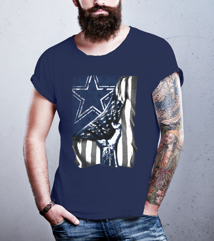Dallas Cowboys Star Fist With American Flag T-Shirt