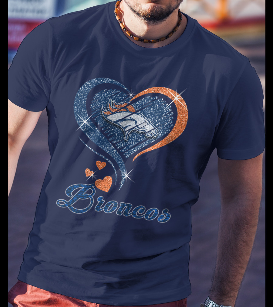 Broncos Heart Glitter T-Shirt