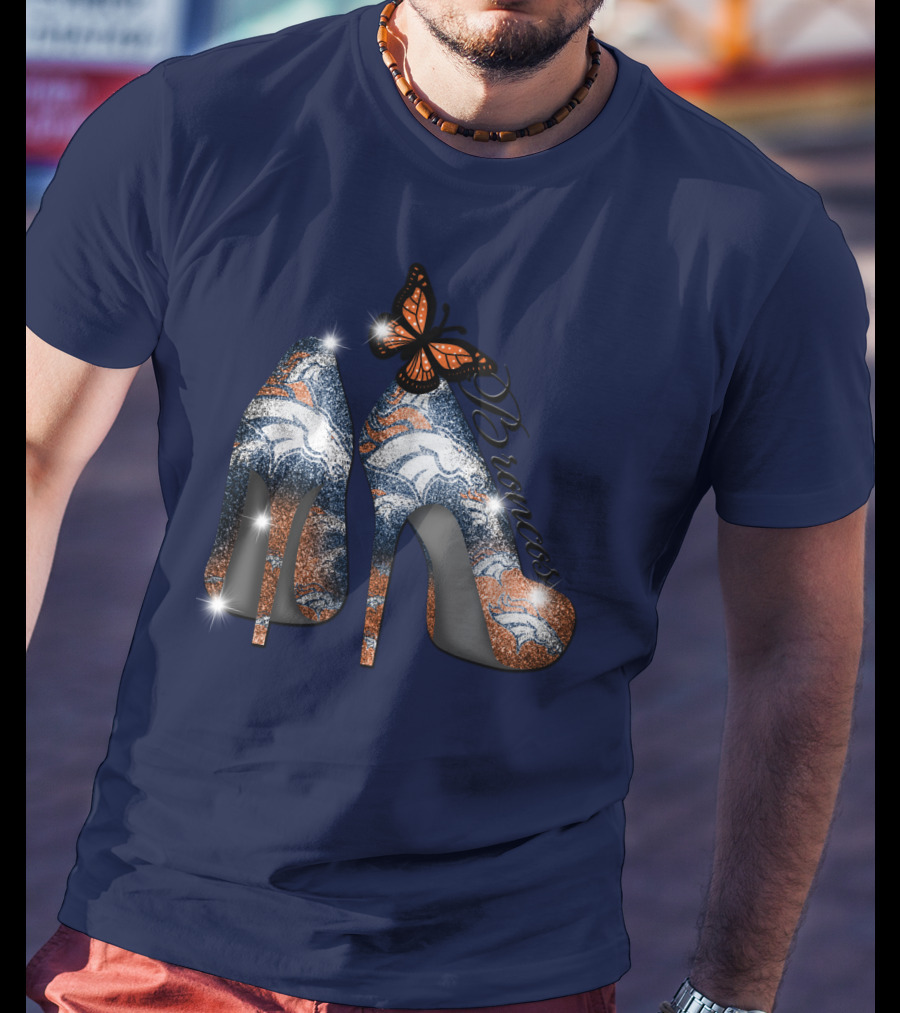 Denver Broncos Heels Butterfly T-Shirt