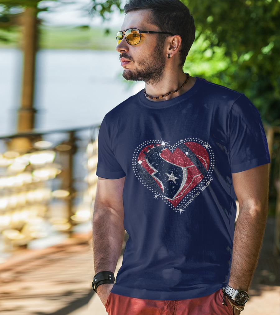 Houston Texans Heart Logo Sparkle T-Shirt