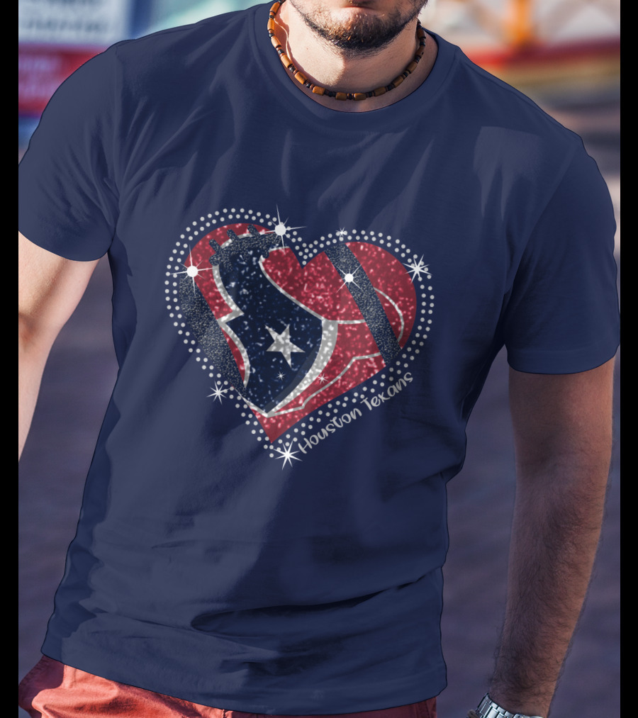 Houston Texans Heart Logo Sparkle T-Shirt