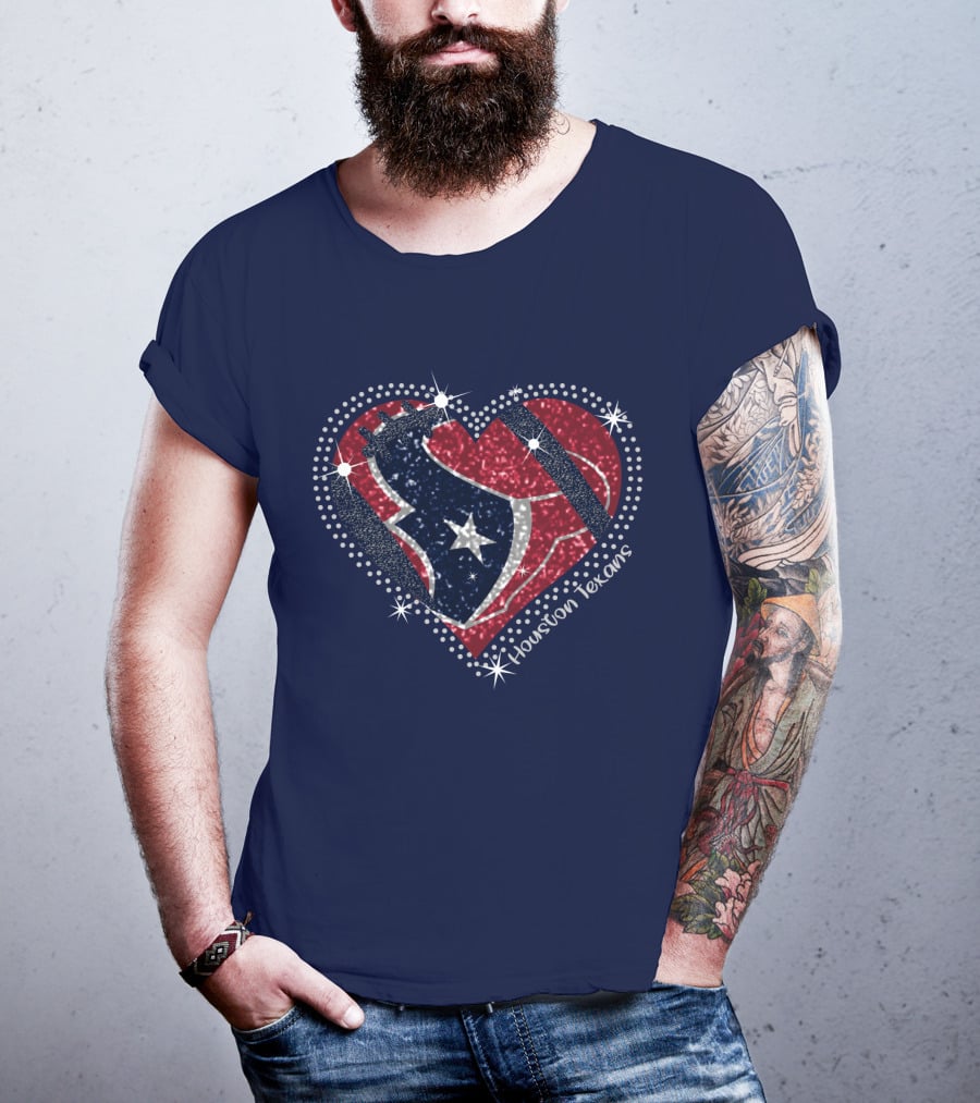 Houston Texans Heart Logo Sparkle T-Shirt
