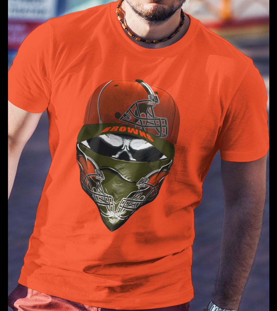 Cleveland Browns Helmet Cap And Bandana Combo T-Shirt
