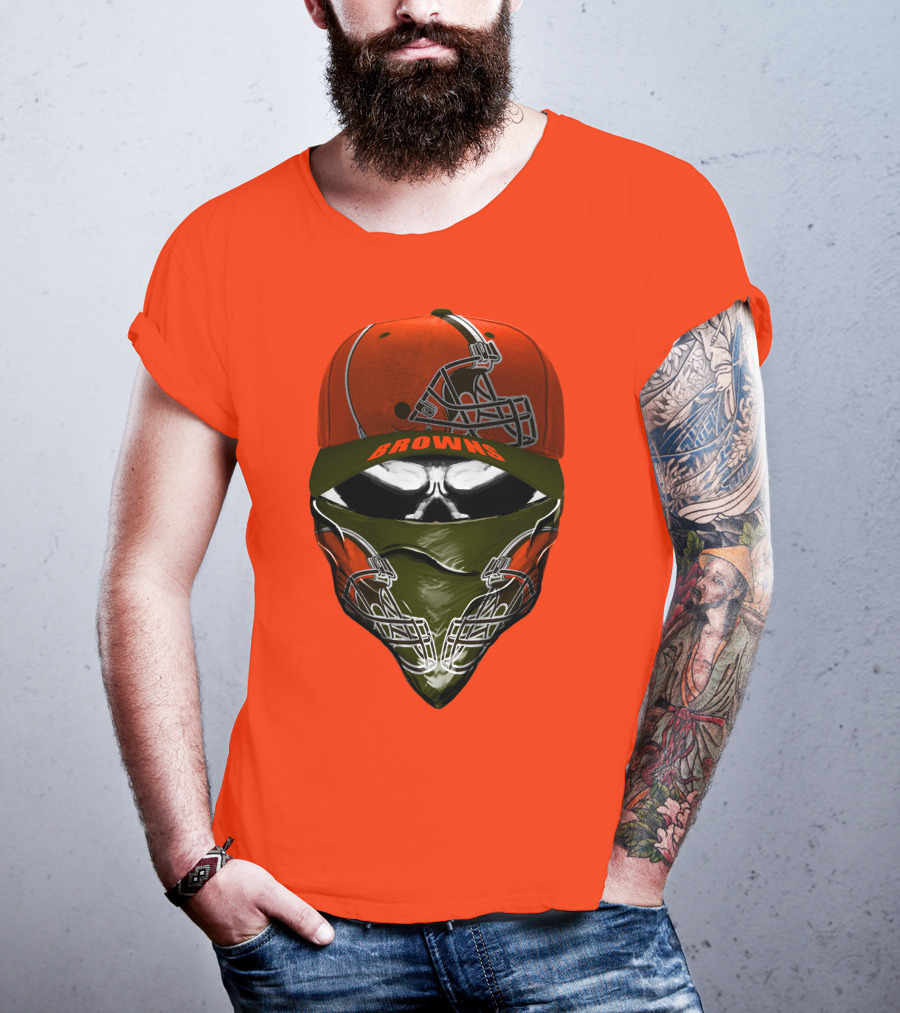 Cleveland Browns Helmet Cap And Bandana Combo T-Shirt