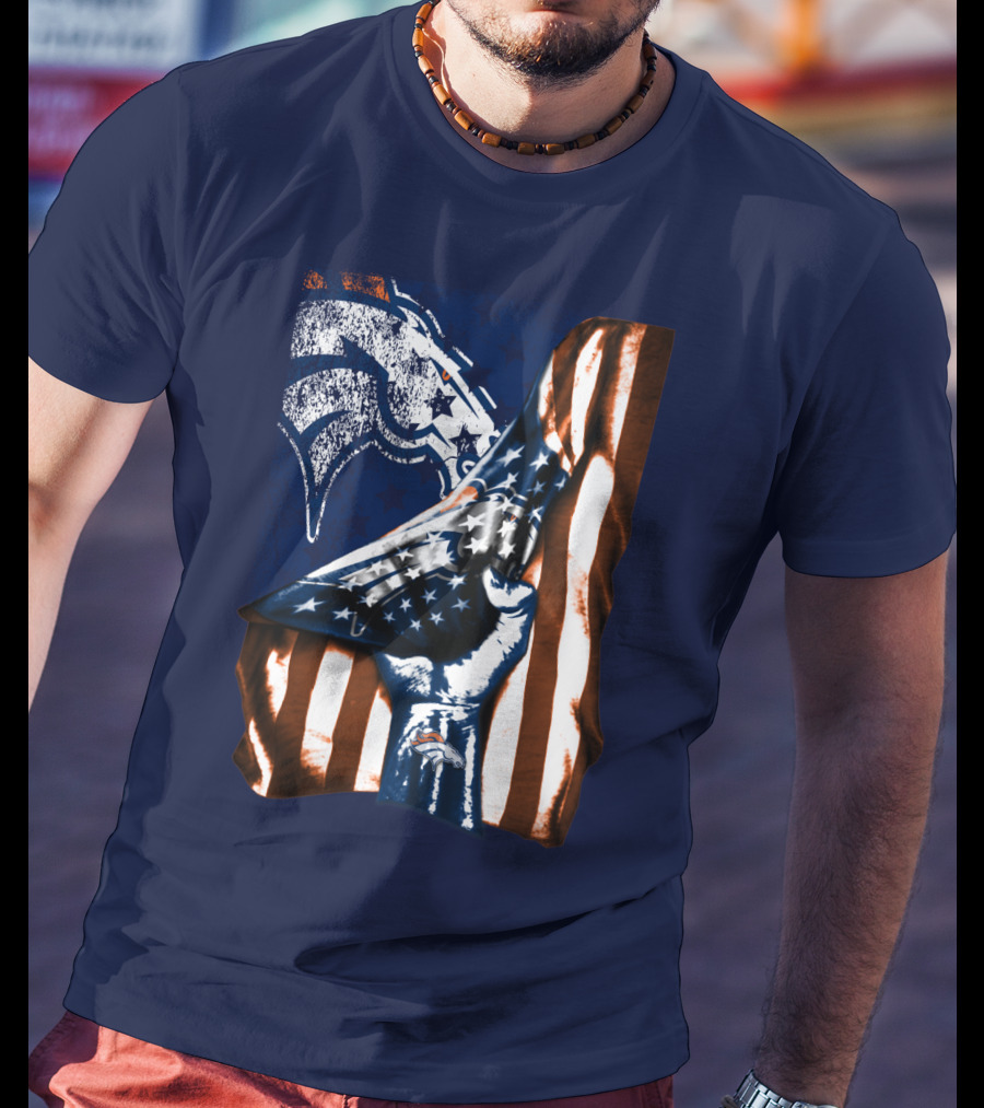 Denver Broncos American Flag Fist T-Shirt