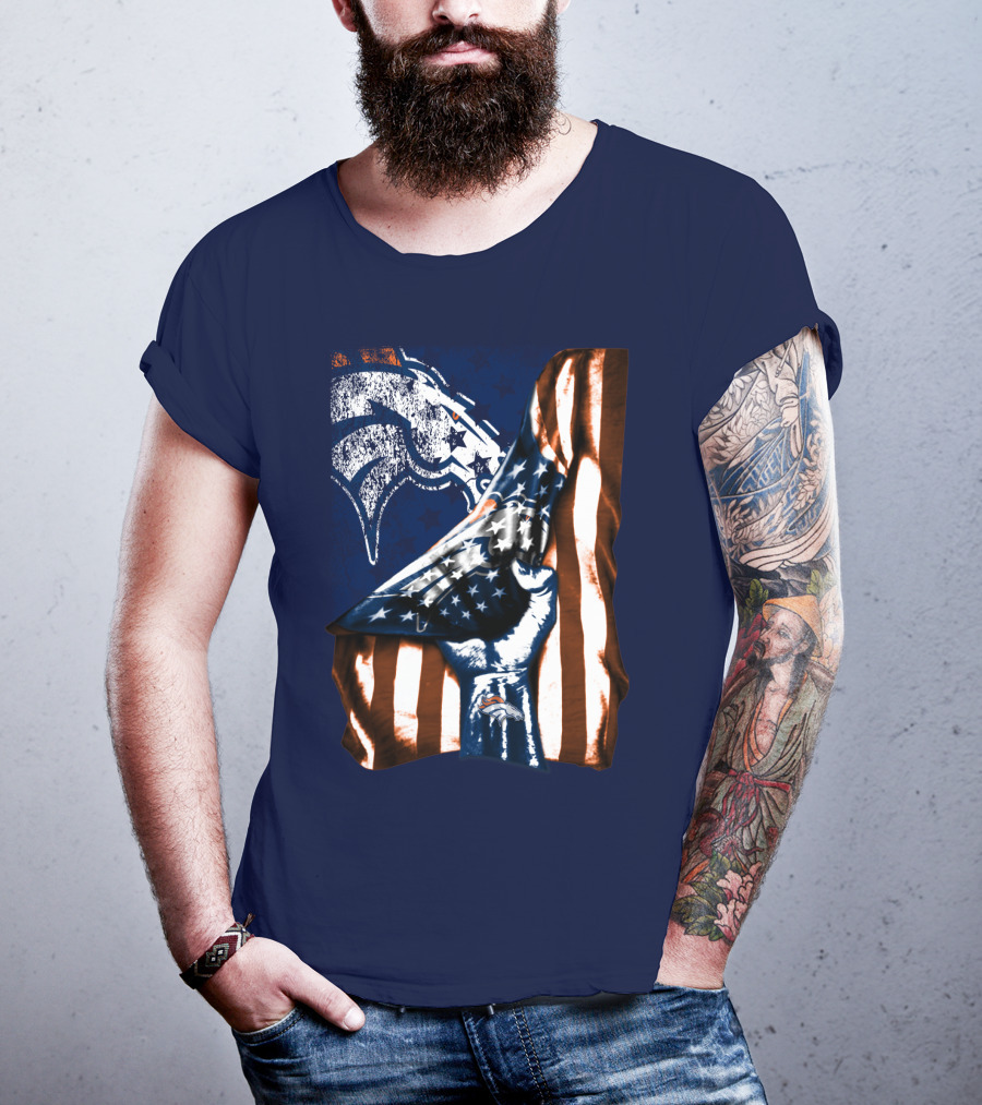 Denver Broncos American Flag Fist T-Shirt