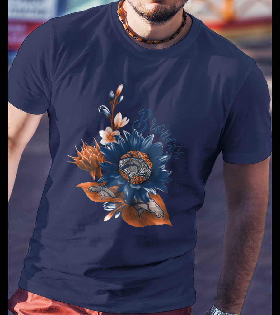 Broncos Floral Design With Team Logo Elements T-Shirt