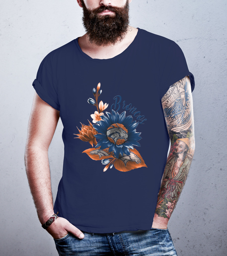 Broncos Floral Design With Team Logo Elements T-Shirt