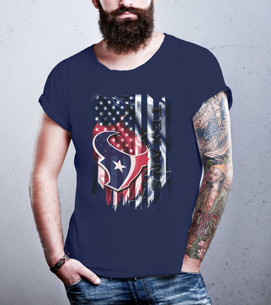 Houston Texans Usa Flag T-Shirt