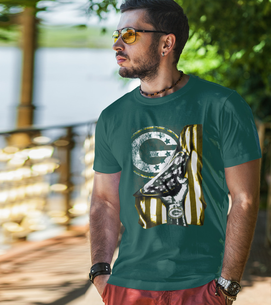 Green Bay Packers American Flag Pride T-Shirt