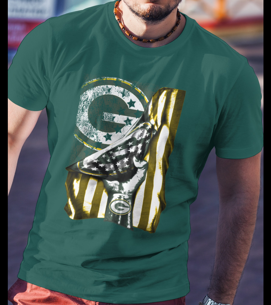Green Bay Packers American Flag Pride T-Shirt