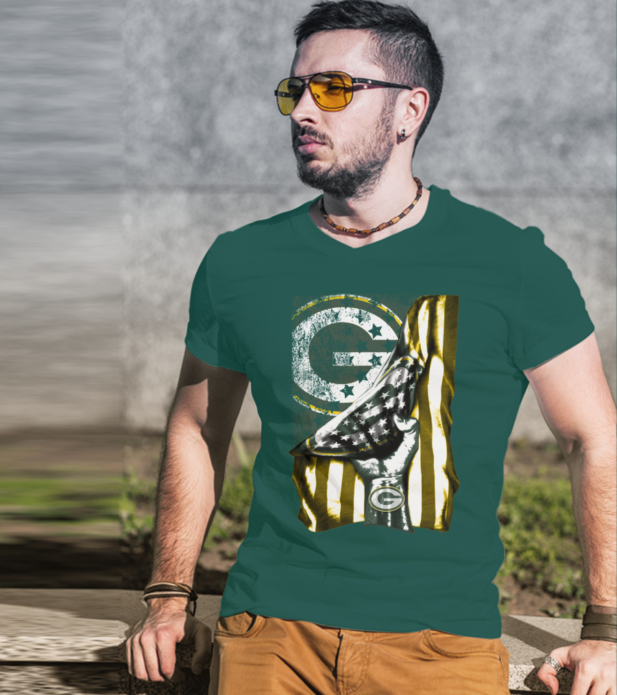 Green Bay Packers American Flag Pride T-Shirt