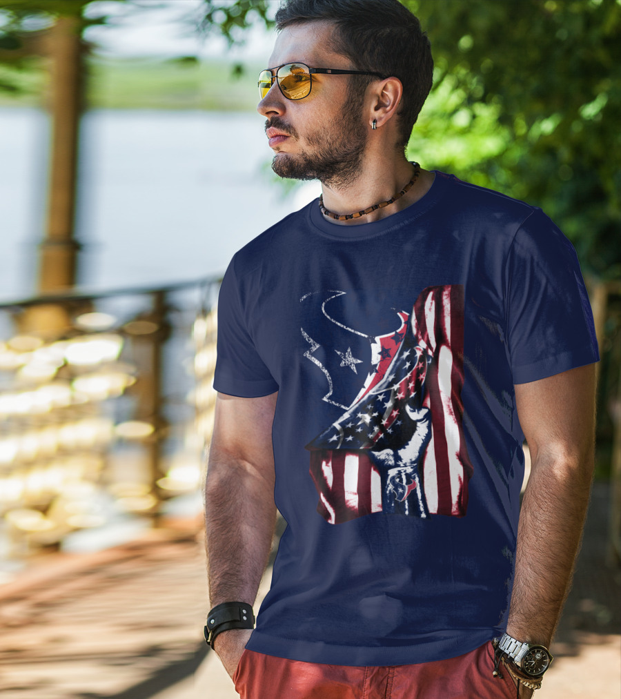 Houston Texans American Flag Fist T-Shirt