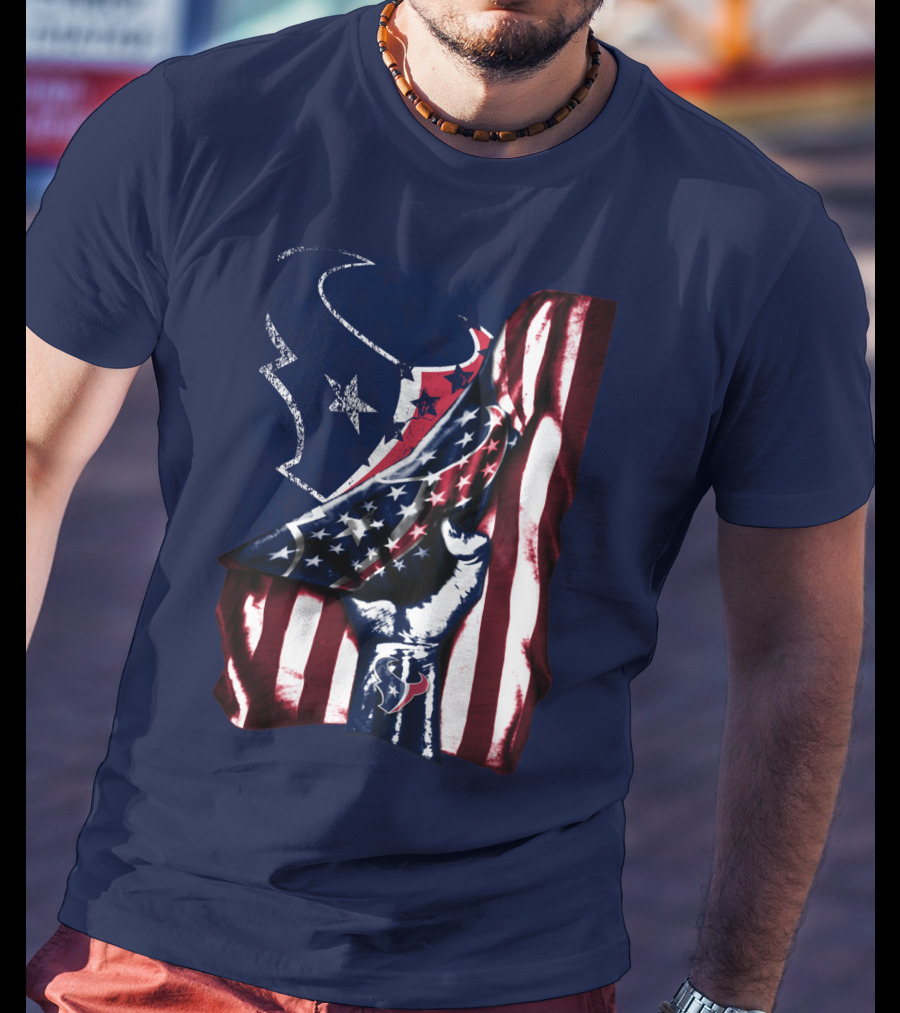 Houston Texans American Flag Fist T-Shirt
