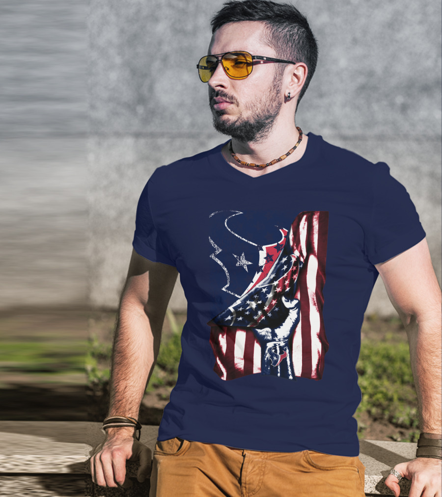 Houston Texans American Flag Fist T-Shirt