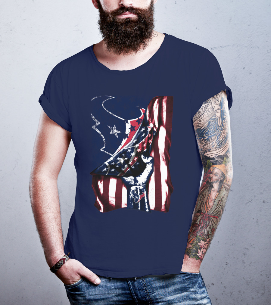 Houston Texans American Flag Fist T-Shirt