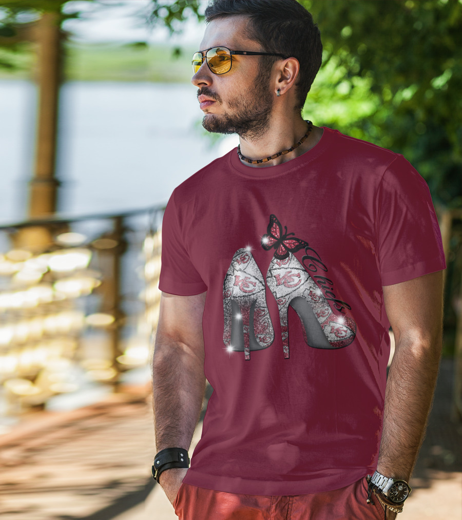 Kansas City Chiefs High Heels With Butterfly T-Shirt