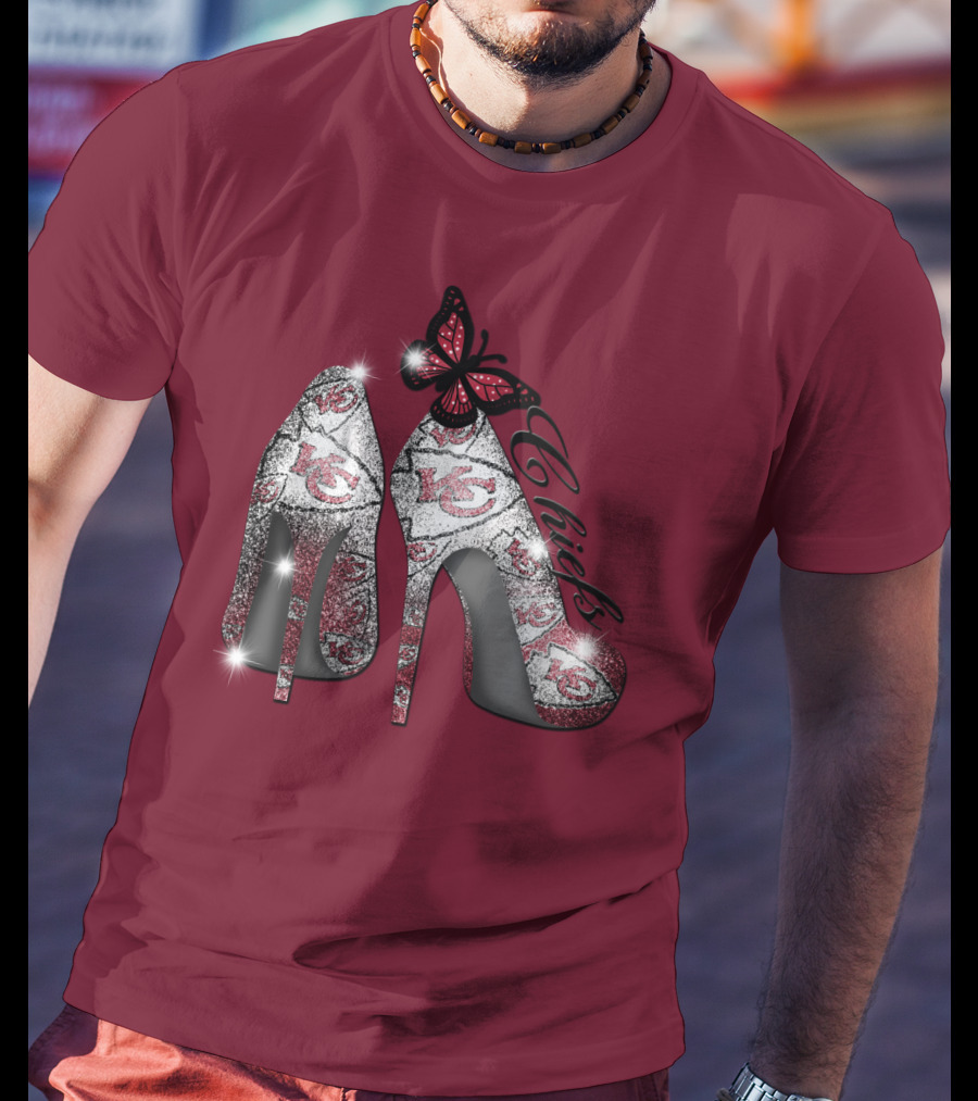Kansas City Chiefs High Heels With Butterfly T-Shirt