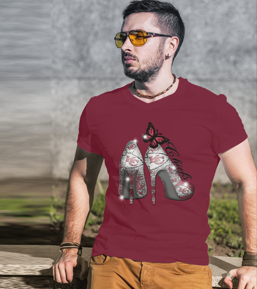 Kansas City Chiefs High Heels With Butterfly T-Shirt