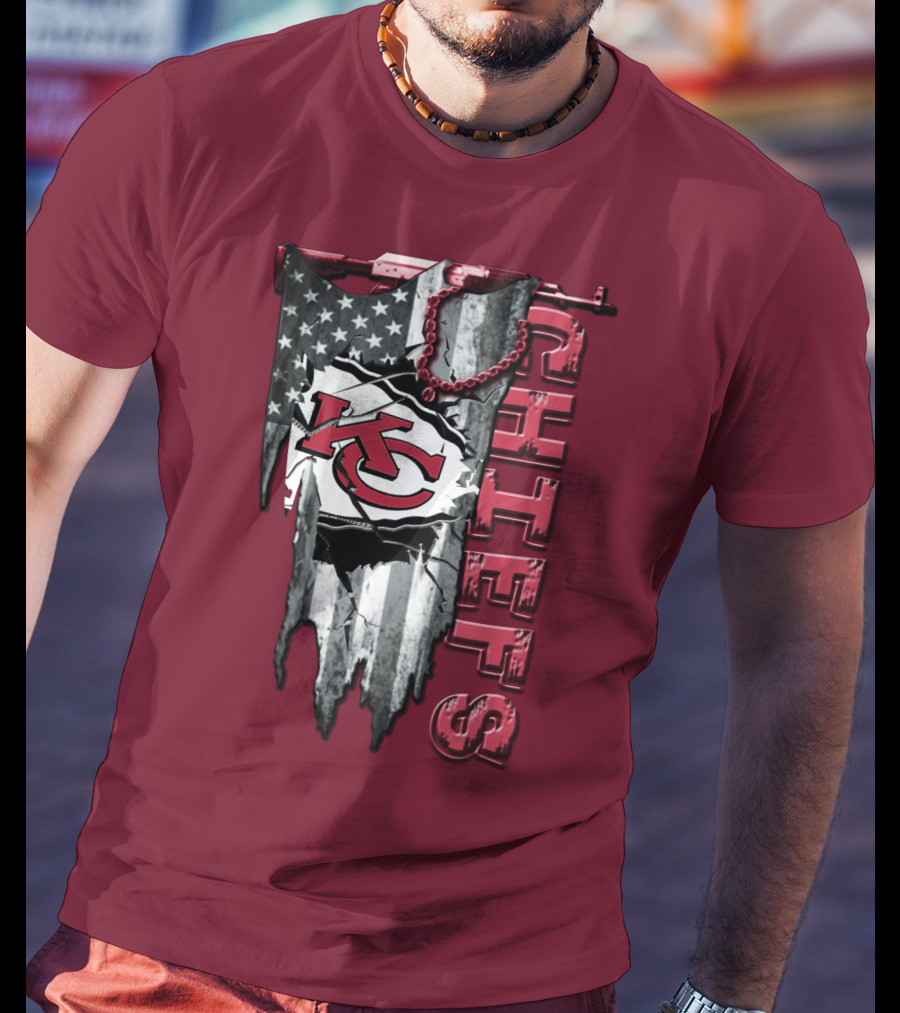 Chiefs Kc American Flag Torn T-Shirt