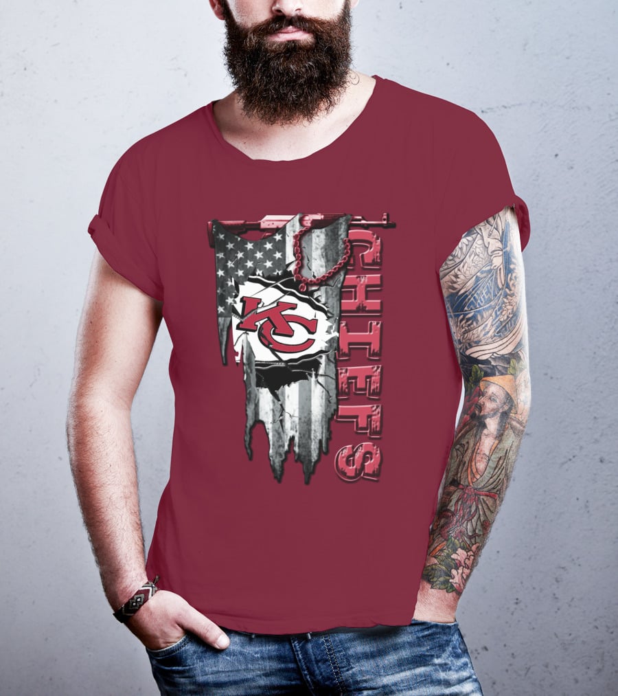 Chiefs Kc American Flag Torn T-Shirt