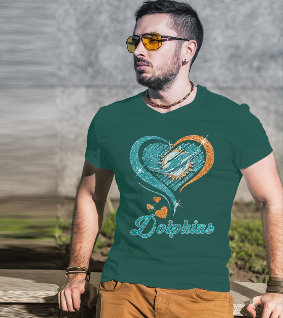 Miami Dolphins Sparkling Heart T-Shirt
