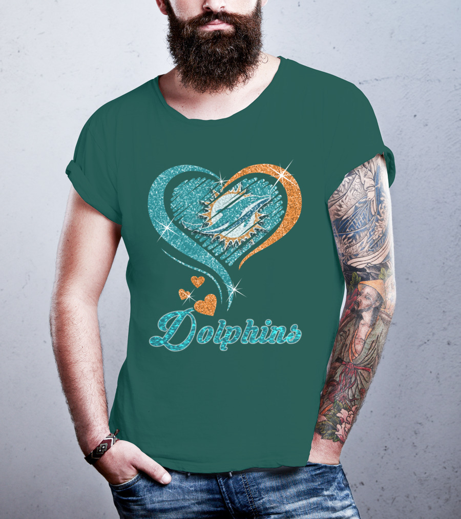 Miami Dolphins Sparkling Heart T-Shirt