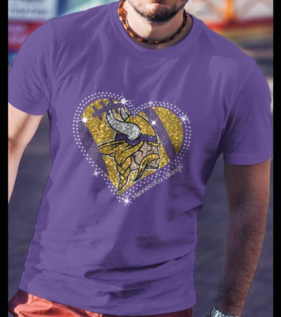 Minnesota Vikings Heart With Iconic Viking T-Shirt