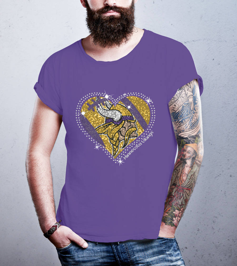 Minnesota Vikings Heart With Iconic Viking T-Shirt