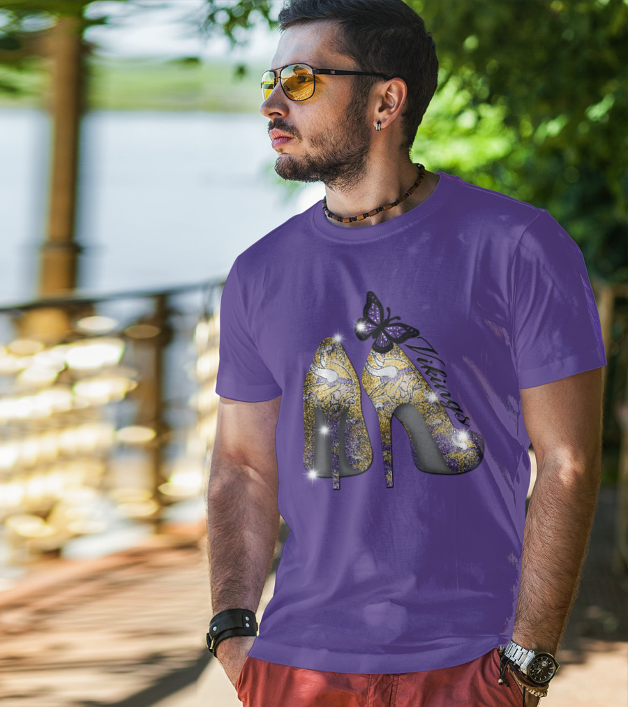 Minnesota Vikings High Heels Butterfly Sparkle T-Shirt