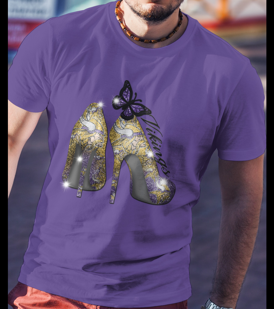 Minnesota Vikings High Heels Butterfly Sparkle T-Shirt