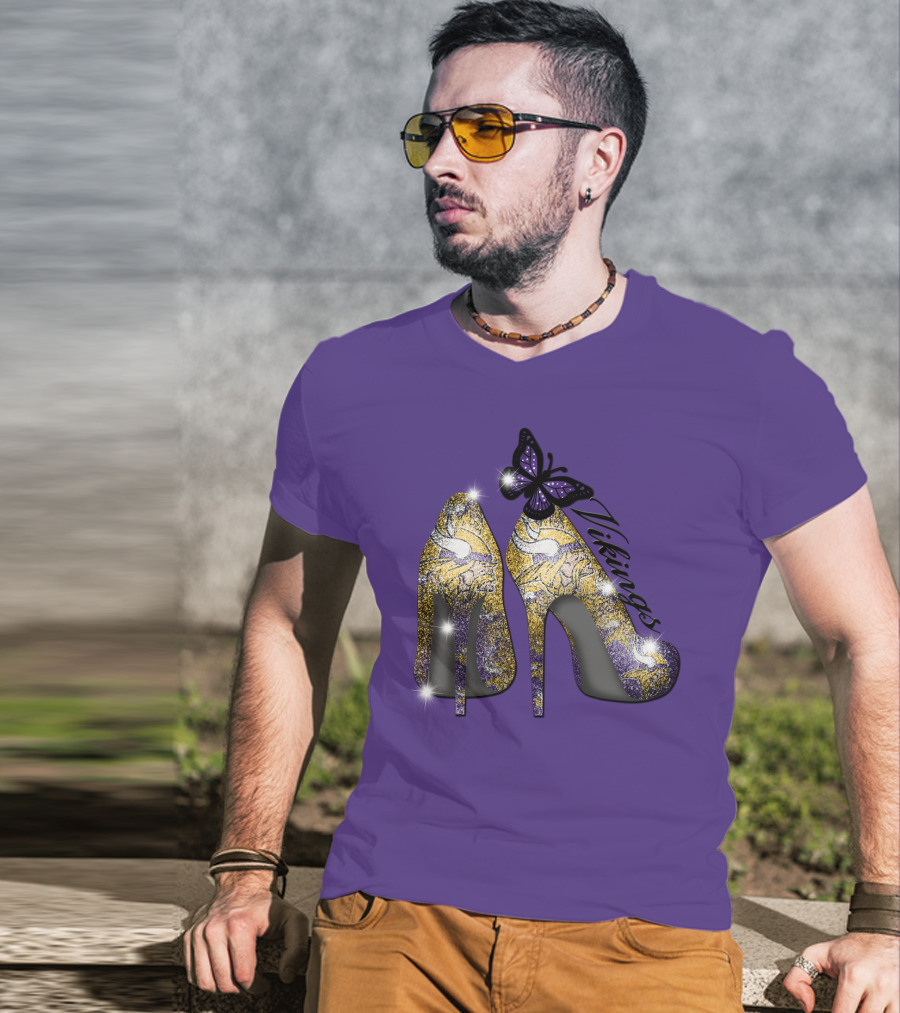 Minnesota Vikings High Heels Butterfly Sparkle T-Shirt